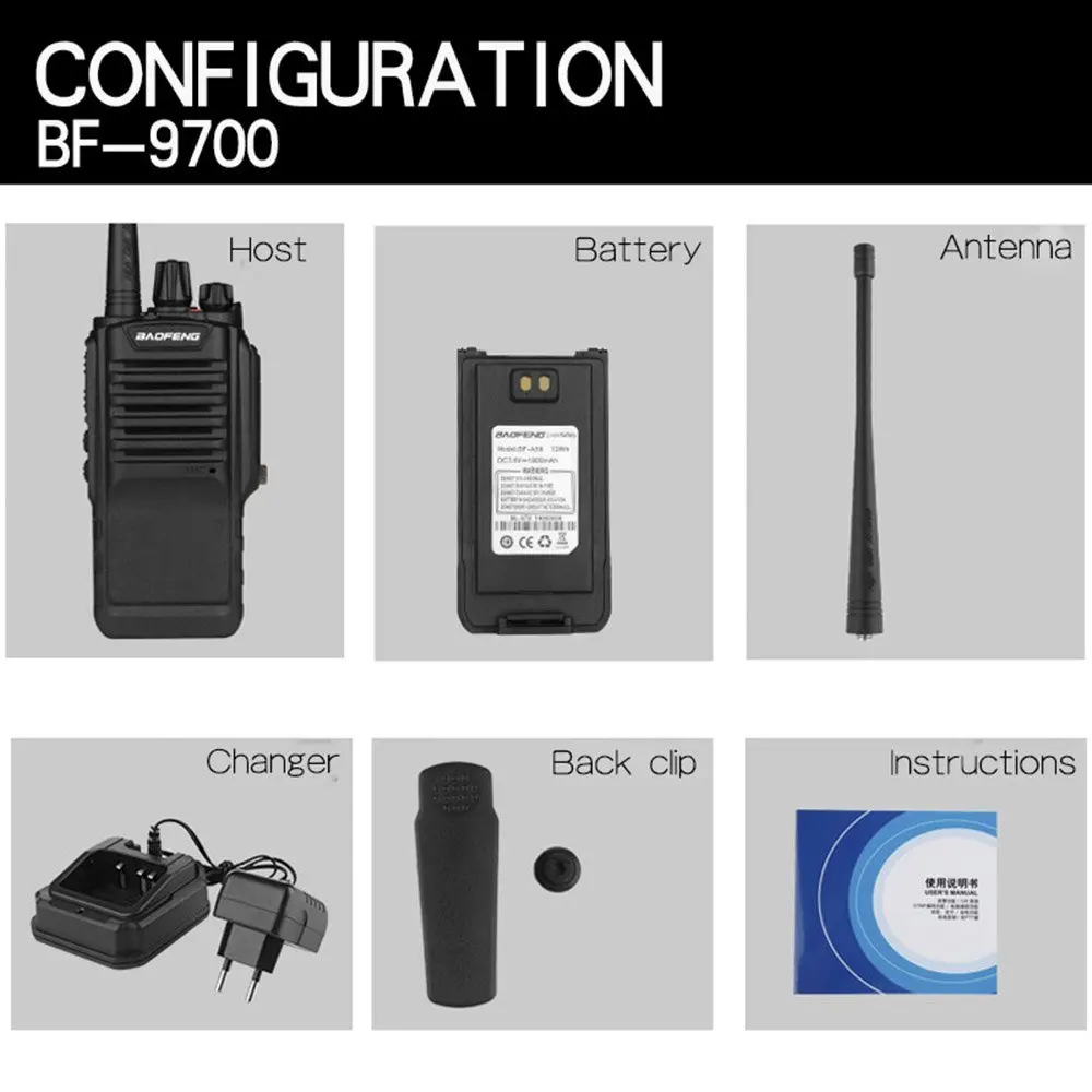 BAOFENG BF-9700 8 Вт IP67 водонепроницаемый двухсторонний радиоприемник UHF400-520MHz fm-приемопередатчик с аккумулятором 2800 мА · ч, радиоприемник, рация