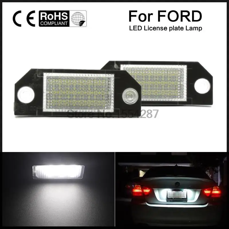 2 шт. Автомобильный светодиодный номерной знак лампа 6 Вт 12 в 24 LED белый свет для Ford Focus 2 C-Max