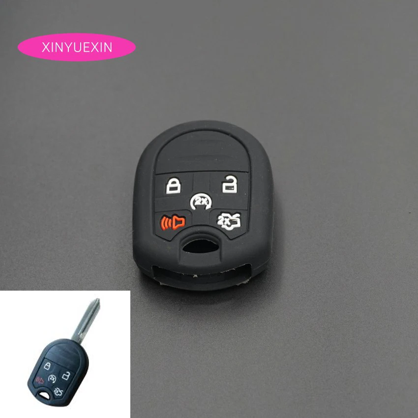 Xinyuexin силиконовый чехол для ключей автомобиля Fob FORD Expedition Mustang F150 F250-350 Super Duty 5 с