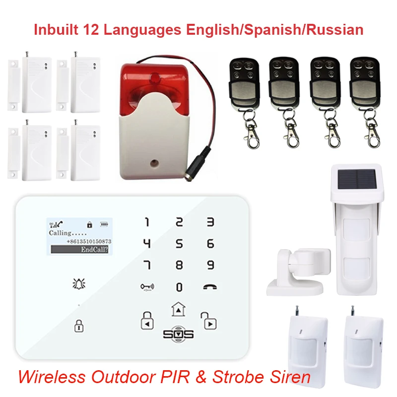 Wireless GSM Alarm System Home Burglar Alarm with PIR Motion Sensor Solar Power Panel Door Sensor remote controller K9M Wireless GSM Alarm System Home Burglar Alarm with PIR Motion Sensor Solar Power Panel Door Sensor remote controller K9M