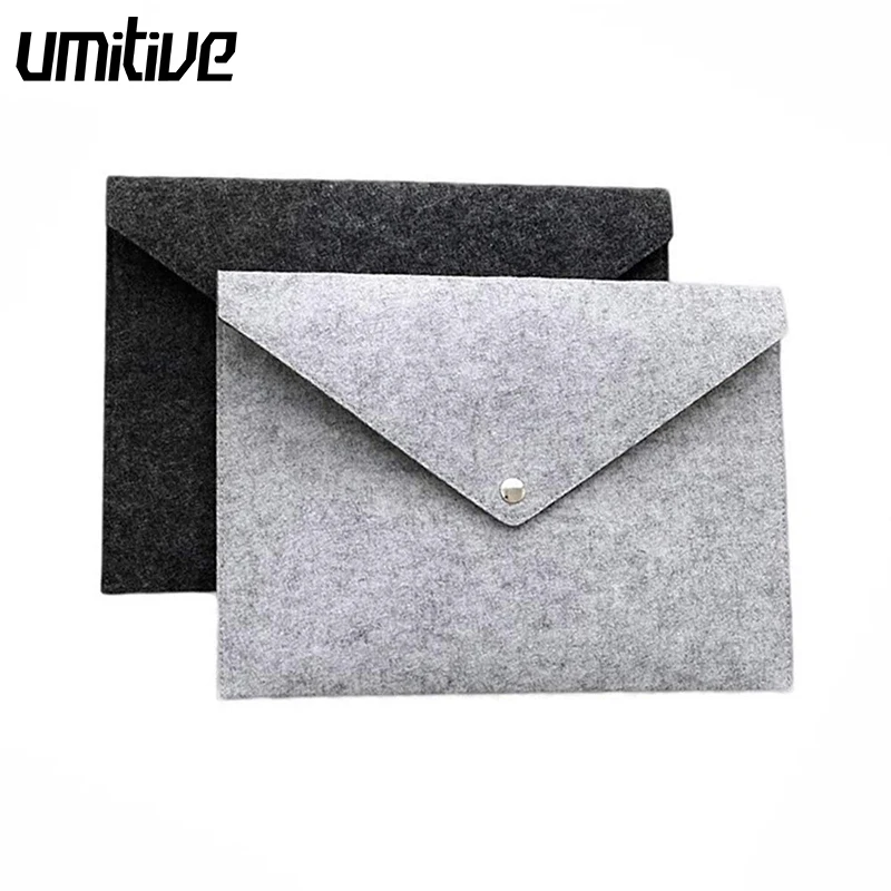 

Umitive Felt File Bags Portable A4 Document File Folders pad Bag Office Document Paper Organizers Kit Durable Button Closure