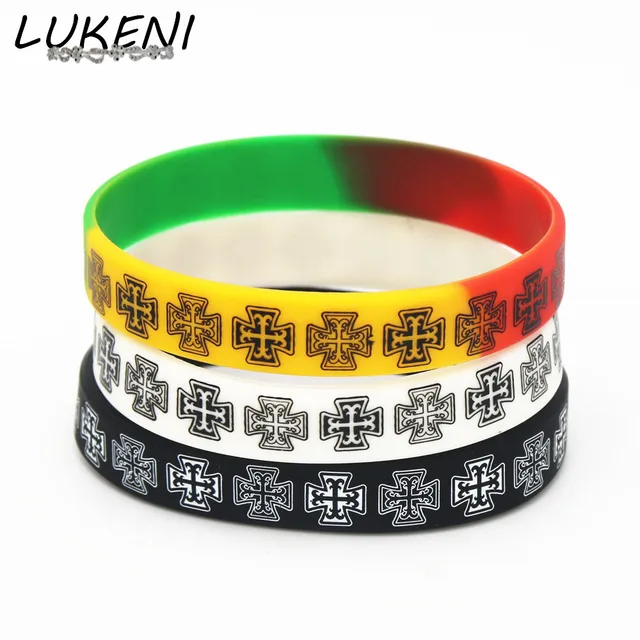 Lukeni 1pc New Casual Cross Silicone Wristband 3 Colors Sports Lukeni 1pc New Casual Cross Silicone Wristband 3 Colors Sports Rubber Bracelets Bangles Simple Religious Charm Gifts