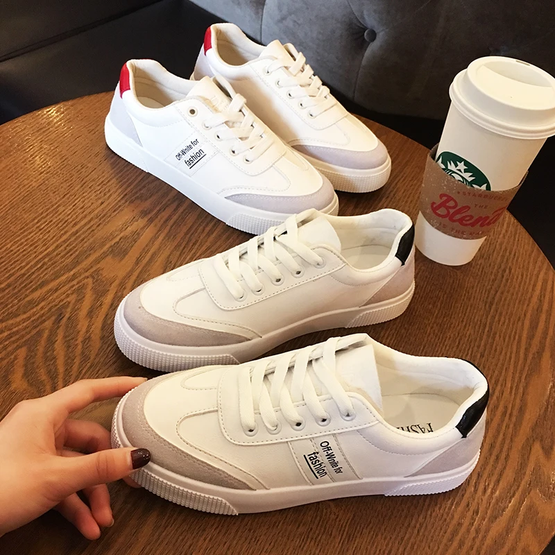 Casual Coreana Nuova Moda rosso Colore All'inizio Bianco Del Solido Dimensioni Comoda Merletto 2019 Piatto Versione Scarpe Di Grandi 40Il 9 Nero Della Primavera POkXZuiT