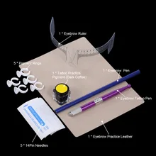 Микроблейдинг бровей Набор татуировок для бровей с 5 иглы для бровей линейка пигмент для бровей Практика татуировки для бровей Перманентная