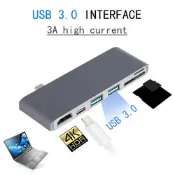 USB 3.1 хаб Тип-C 4 К HDMI USB-C USB 3.0 Multi-адаптера порта TF SD Card Reader Алюминий сплав конвертер Splitter