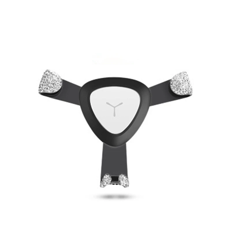 Black white crystal Автомобильный кристалл держатель мобильного телефона с дрелью автомобильный держатель телефона Выход гравитационная индукция поддержка сотового в автомобиле gps для iPhone samsung - Название цвета: Black white crystal