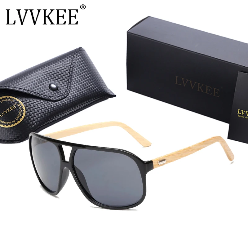 

LVVKEE 2017 New bamboo sunglasses Women/Men wooden big size sun glasses Goggles UV400 eyewear Outdoors sports Oculos masculino