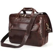 Деловой мужской портфель из натуральной кожи, двойная вместительность, подходит для 15 дюймового ноутбука, мужская сумка PR088135