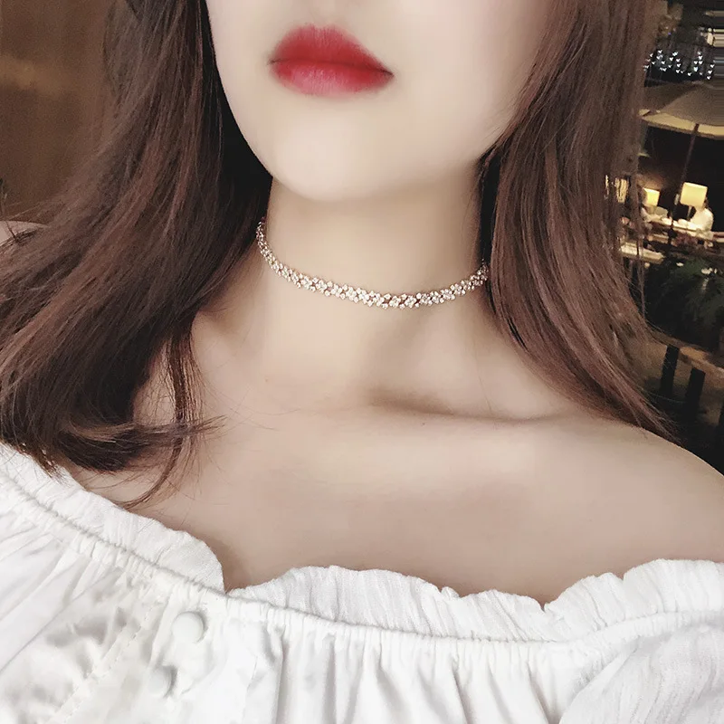 

Korean Version Of The New Crystal Ultra-short Temperament Clavicle Necklace Necklace Simple Personality Necklace Woman