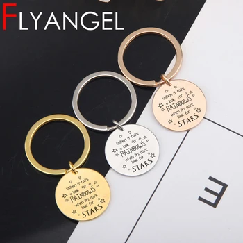 

New Design Keychain Engraved When It Rain Look For Painbows When it Dark Look For Star Cute Mini Bag Charm Inspiration Keyring