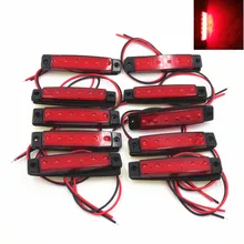 CYAN SOIL BAY 10x 6 LED Red Clearence Truck Bus Trailer Side Marker Indicators Light Lamp 12V 6LED