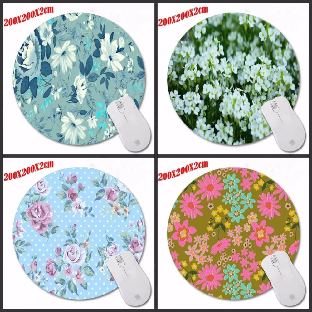 Beautiful Flowers And Daisies Pattern Printing Gaming Mouse Mat Custom Round Mouse Pad Anti slip