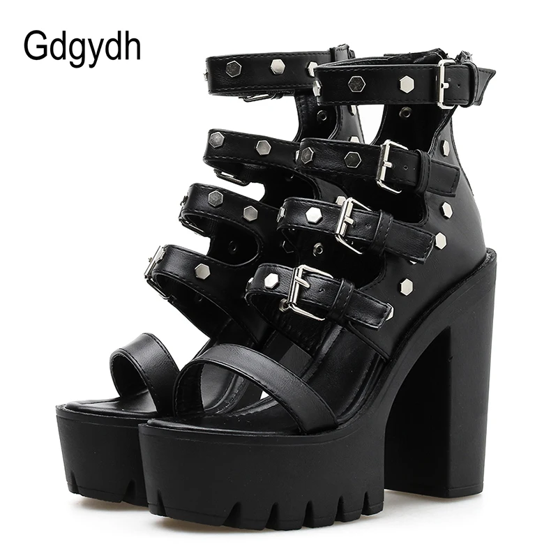 

Gdgydh Gladiator Sandals Women Shoes High Heels Sexy Rivets 2019 New Summer Shoes Female For Party Platform Heels Drop Shipping