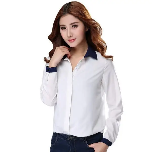 Blue Collar Women Fashion White Shirts Office Clothing
