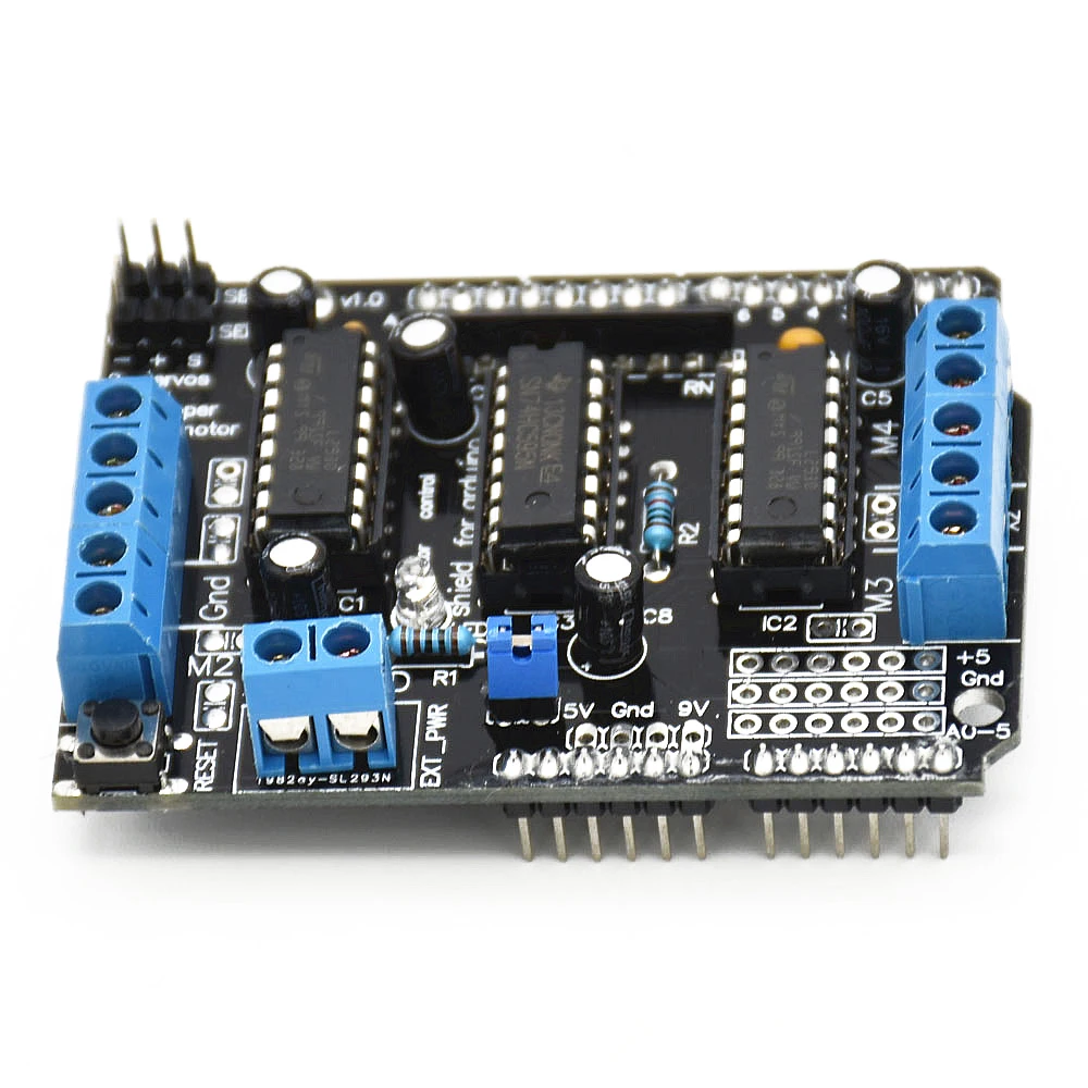 

L293D Motor Drive module Can drive 4 DC motors or 2 stepper motors or 2 Servo black PCB 6.8cm * 5.5cm * 2cm