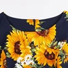 Tonval Yellow Sunflower A Line Vintage Cotton Dress Spring Autumn 3/4 Length Sleeve Women Elegant 1950s Floral Dresses ► Photo 3/6