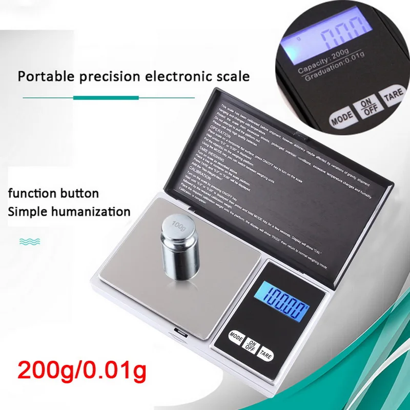 1Pcs Precise Digital Kitchen Scale Pocket Scale With LCD Display For Food Medicine Jewelry Black Not Battery