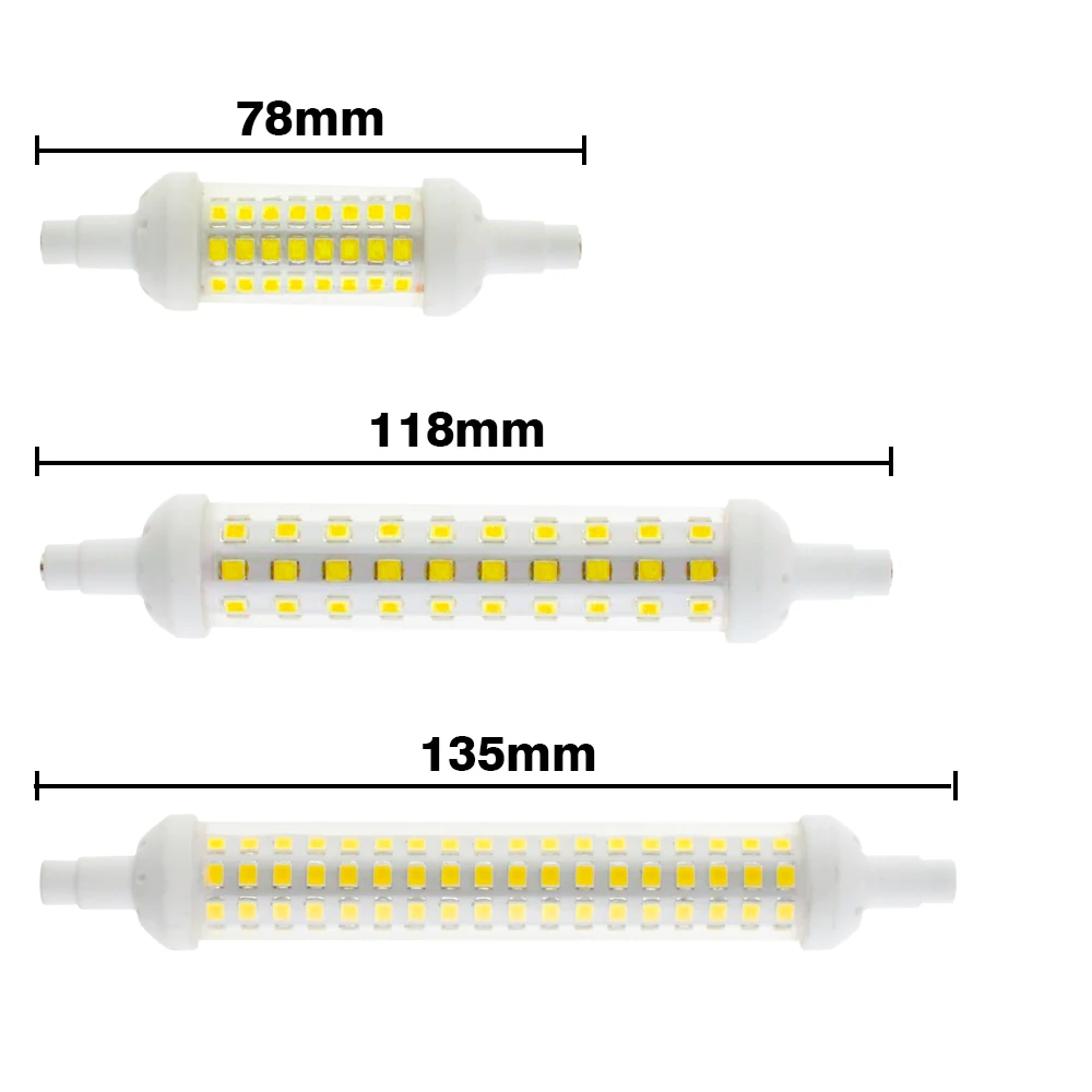Керамический корпус R7S Светодиодная лампа 10 Вт 15 20 SMD 2835 78 мм 118 135 ac220в