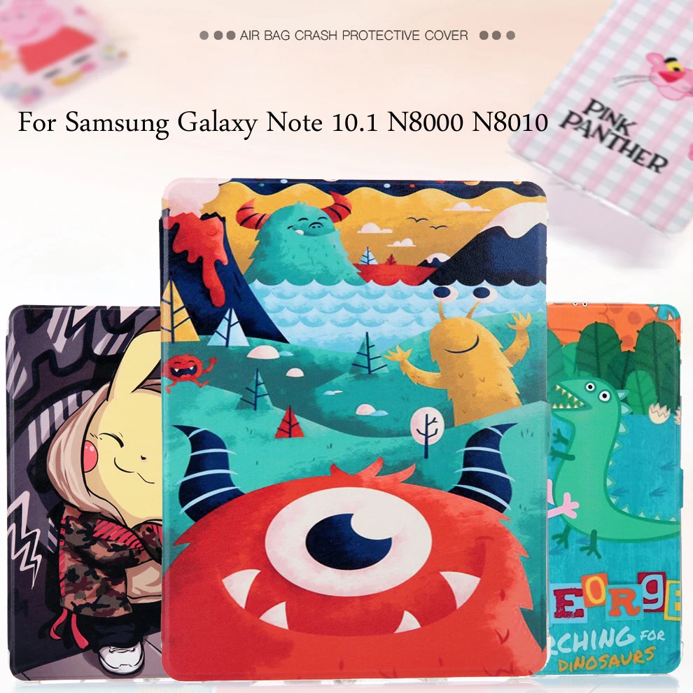 

Fashion painted PU leather stand holder Cover Case For Samsung Galaxy Note 10.1 N8000 N8010 10.1 inch Tablet PC + Film + Stylus