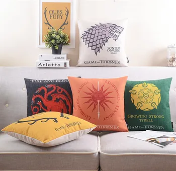 

Game Of Thrones Printing Cushion Different Styles Song Of Ice And Fire Pattern Linen cotton pillow sofa cushions Throw Pillow