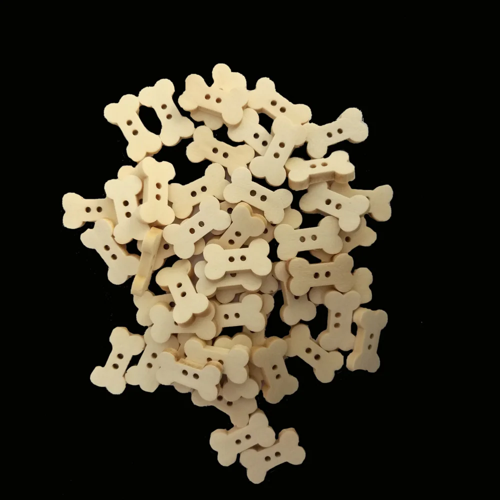 

50PCs NEW Natural Wooden Buttons Cute Bone Shape Scrapbooking DIY Craft Sewing Accessories 2 Holes Handmade Clothing Buttons