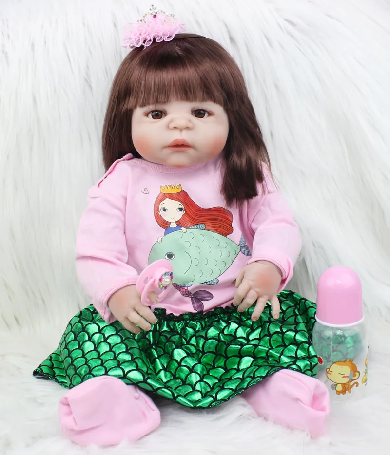 

55cm Full Body Silicone Reborn Baby Doll Toddler Toy Lifelike 22" Newborn Bebe Girl Princess Dolls Birthday Gift Bathe Toy