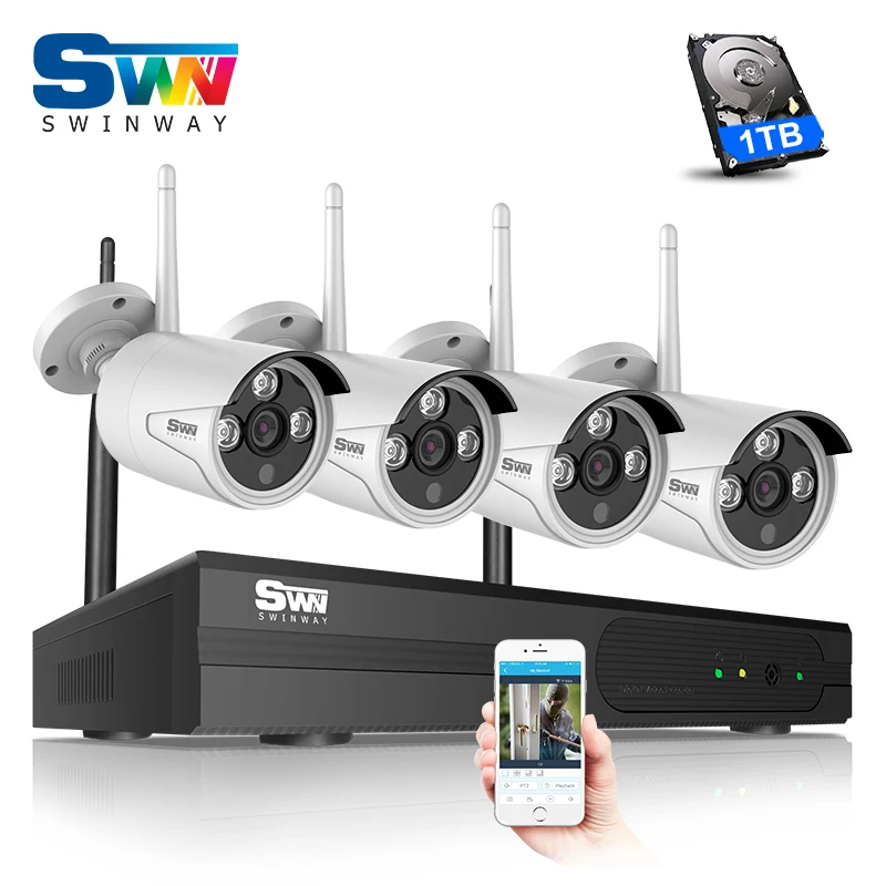 

Special Offer Plug and Play 4CH 960P HD Wireless CCTV Kit 1.3MP Outdoor+Indoor Waterproof Camera WIFI Security System 1TB HDD
