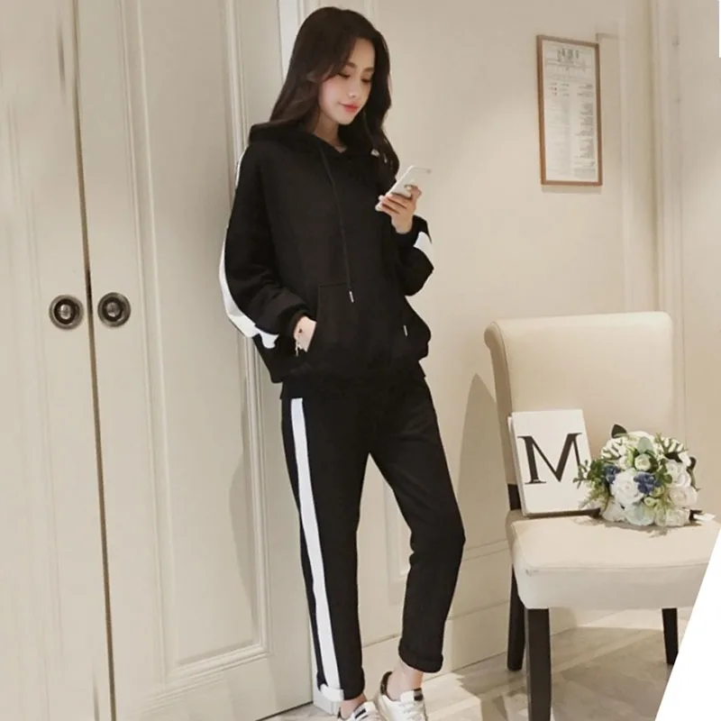 

Women Long Sleeve Hooded Sweatshirts Tracksuit Casual Suit Women Tops+Pants 2 Piece Set