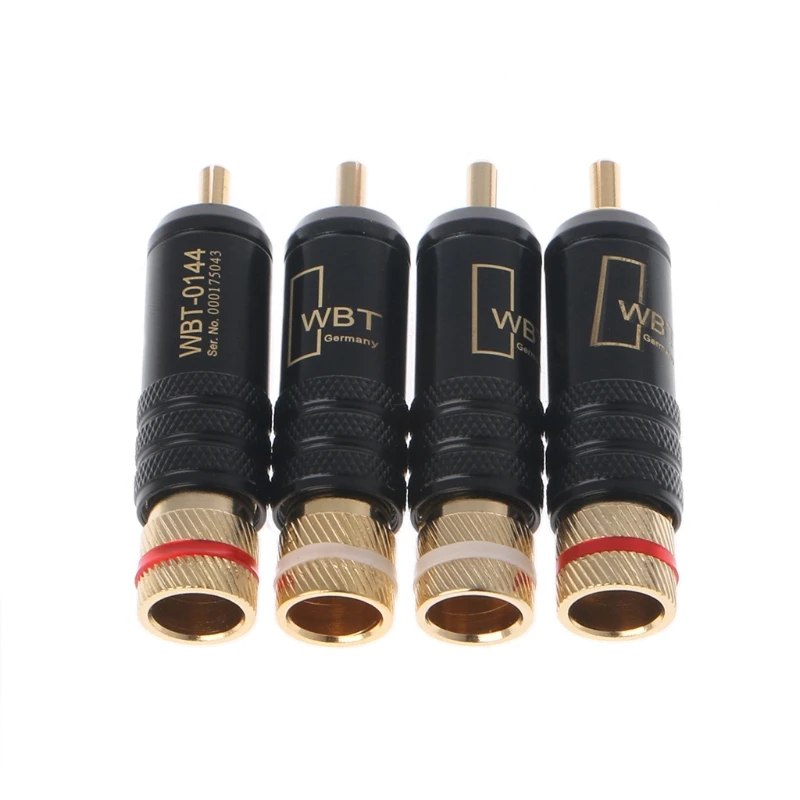 4pcs/Lot New Gold Plated Copper RCA Plug Durable RCA Connector Screws