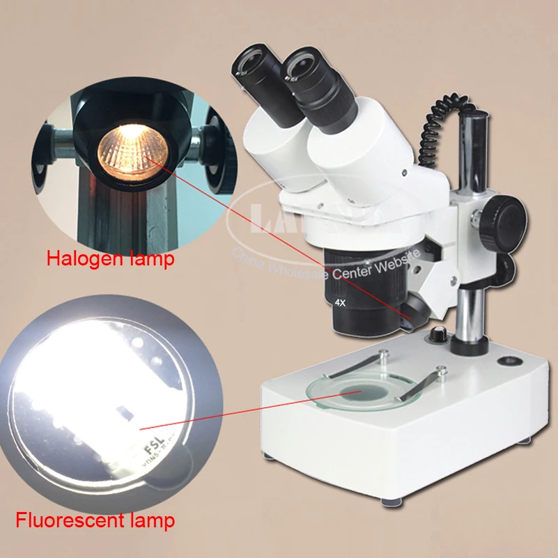 20X 40X Power Welding Jewellery PCB Stereo Microscope Halogen Fluorescent Lamp | Инструменты