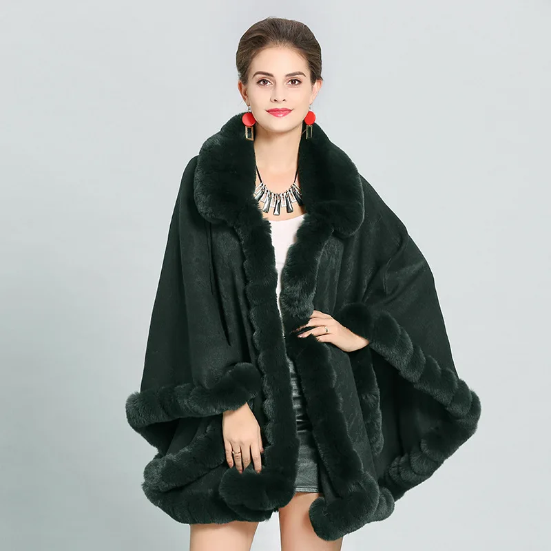 Новинка, Осеннее элегантное пальто из искусственного меха, женская розовая теплая мягкая куртка, кардиган, плотное пальто, короткая верхняя одежда, пончо и накидки