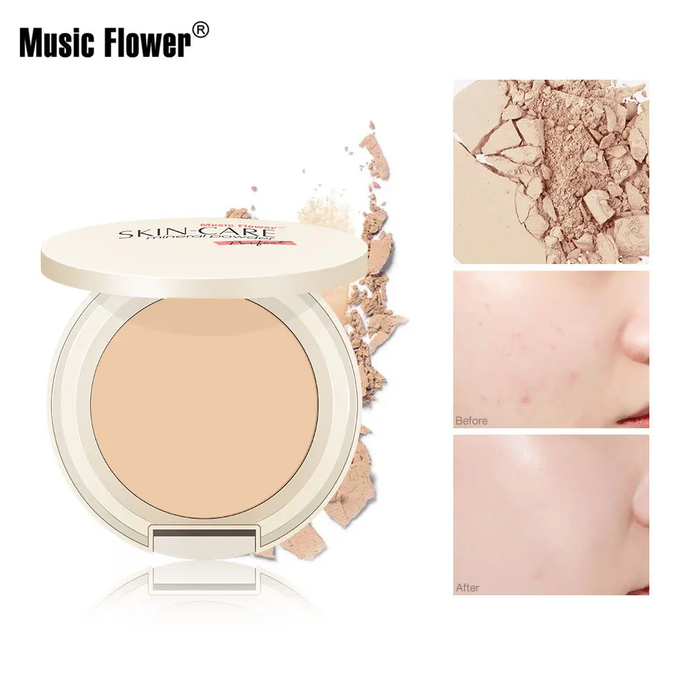 

Music Flower Control Powder cake Makeup Matte Powder Facial Brighten Skin Powder Concealer Repair