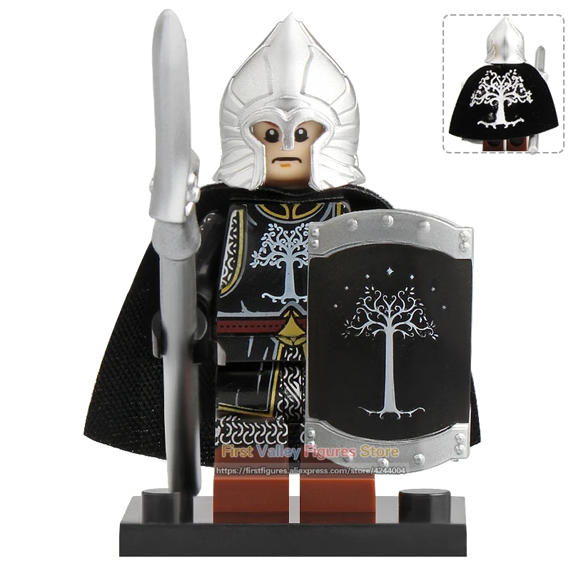 

20PCS Medieval Knight Lord of the Rings Figure Soldier of Gondor Spear Sword Building Blocks Toys for Children KT1014