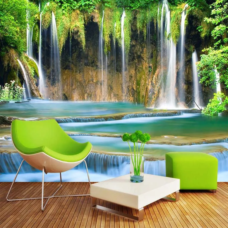 

Custom Wall Mural Wallpaper 3D Waterfall Landscape Background Photo Wall Paper Wall Painting Living Room Bedroom Wall Home Decor
