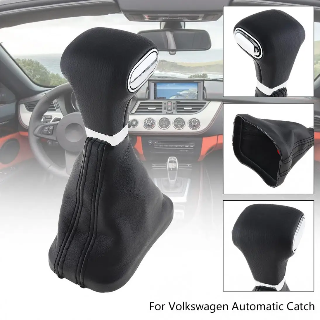

ABS + PU Leather Car Transmission Gear Shift Lever Knob With Dust Cover fit for Volkswagen / Bora / Golf / Tiguan Automatic