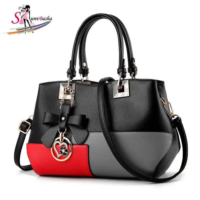 Female Handbag 2017 Autumn winter Pu Leather Handbag Female Europe And America Fashion Rivet Geometric Fight