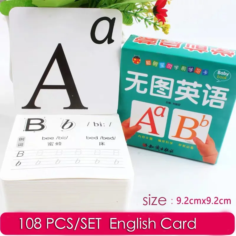 

26 English Letters Alphabet Flash Cards Learning ABC abc Word Card Montessori Kids Game Educational Toys For Children 108Pcs
