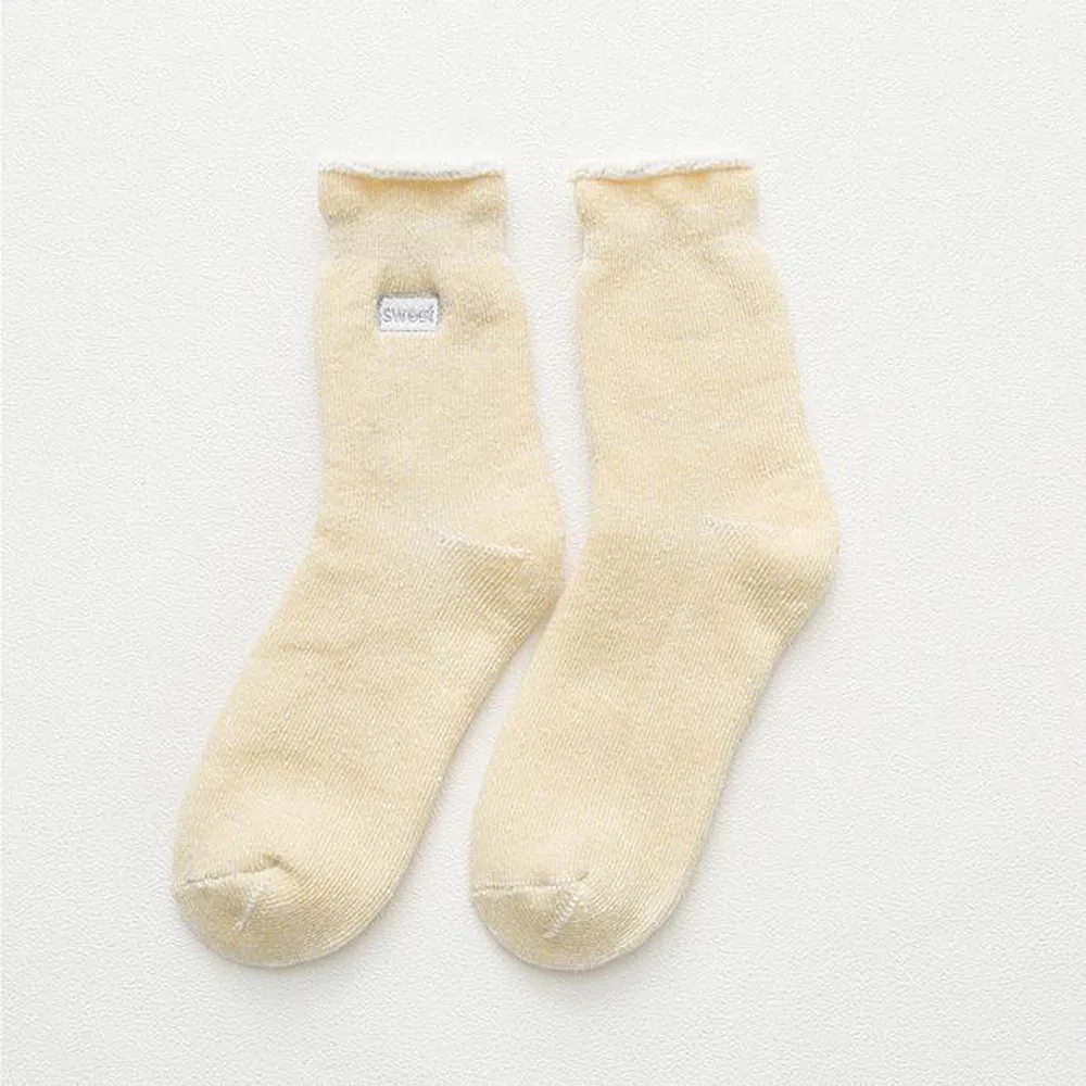 Забавные Женские носочки; зимние Бархатные толстые шерстяные носки без пятки; хлопковые махровые носки; Harajuku Calcetines Mujer Meias; уличная одежда