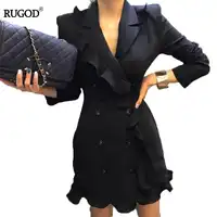 RUGOD 2019 Fashion Solid Women Jacket Long Sleeve Ruffle Women Summer Autumn Jacket Spring Winter Button Long Female Jacket