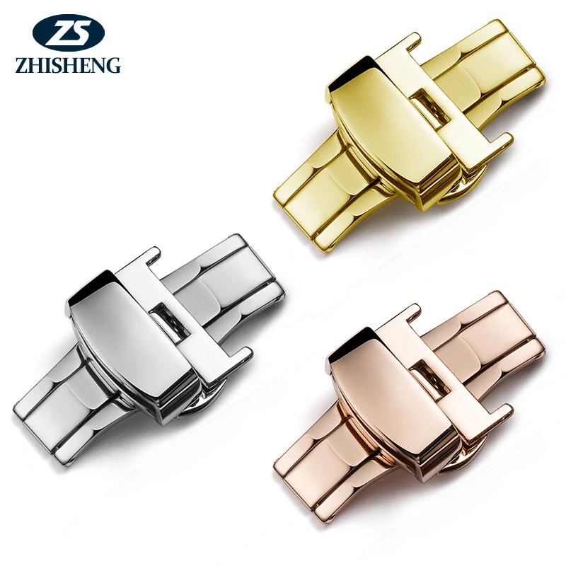 

10,12,14,16,18,20mm stainless high grade polish automatic quick release butterfly clasp buckle