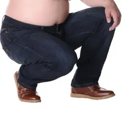 Мужские джинсы больших размеров, удобные мужские свободные прямые джинсы, джинсовые деловые повседневные джинсы, размер 48, 50, мужские брюки
