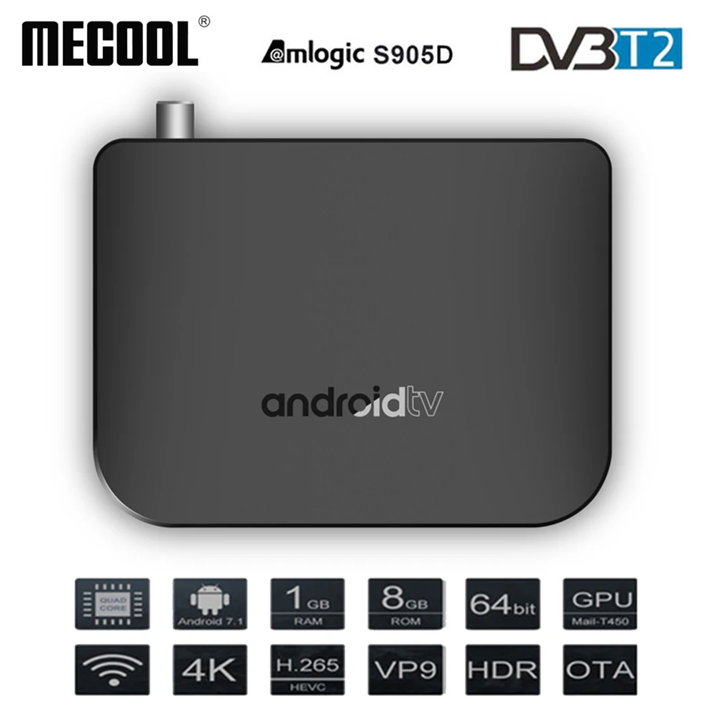

DVB-T2 Android 7.1 WiFi TV Box Amlogic S905D 1G ROM 8G RAM 2.4G 100M Support 4K H.265 DVB T2 Mini Thin M8S Plus DVB Media Player