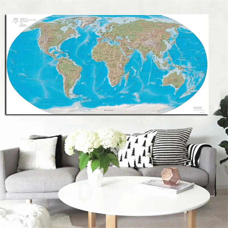 Abstract Modern Globe World Map Canvas Painting HD Print On Canvas Art Wall Picture for Office Meeting Room School Cuadros Decor (3)