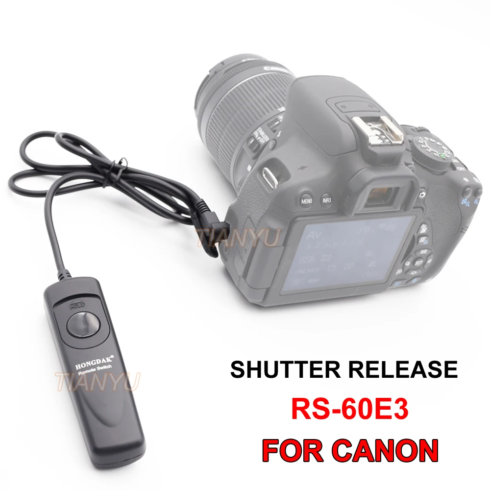 

HONGDAK RS-60E3 Remote Shutter Release Control cord for Canon 500d 450d 700D 650D 550D 60D 600d G1X/G15/G12