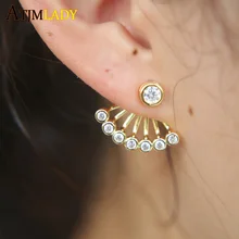 Brinco Специальное предложение настоящий кристалл круглый Bling ободок Установка Aaa заполненный женский дизайн Doube Двусторонняя куртка Модные Серьги