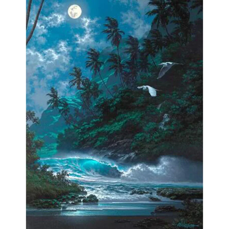 

5d diy Diamond embroidery beach diamond painting Cross Stitch full square drill Rhinestone mosaic home