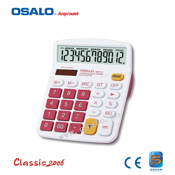 12 Digits Electronic Calculator OS 837VC Calculadora Cientifica Check Correct Big Display Color Desktop Design Calculators