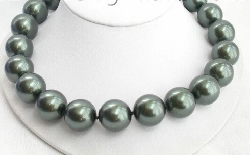 

FREE SHIPPING>>>@@ 20mm 100% Tahitian black south sea shell pearl necklace AAA style Fine Noble real Natural S