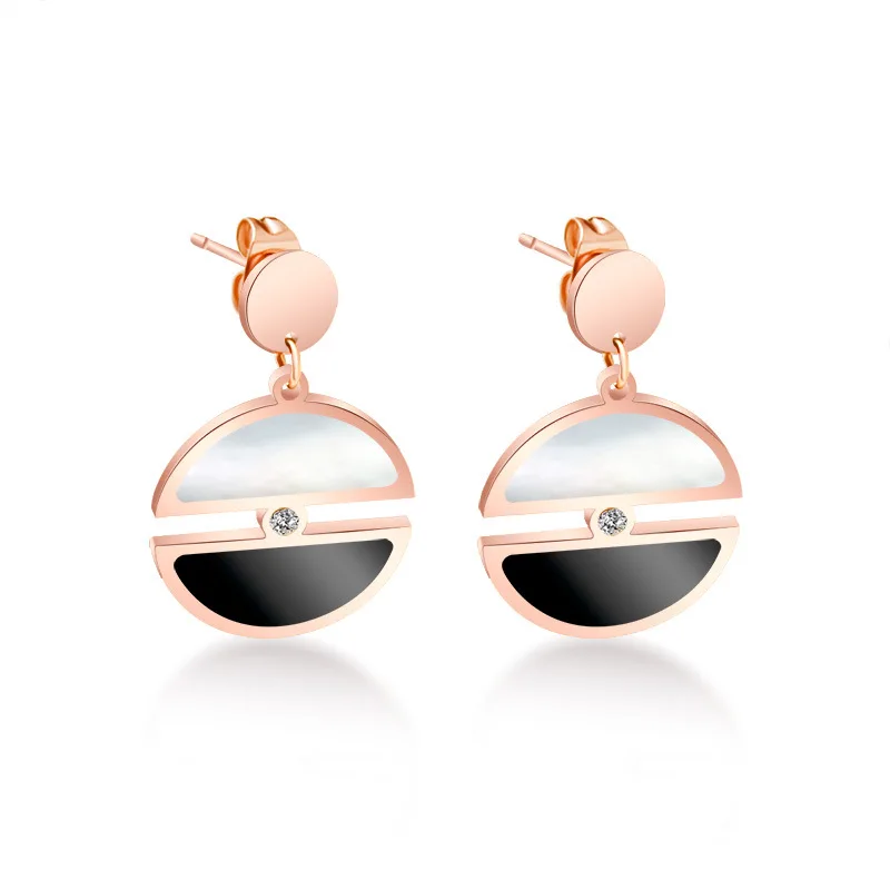 

black white shell tainless steel Earrings for Women Vintage Round Long Drop Earrings Wedding Party Bridalearrings Jewelry Gift