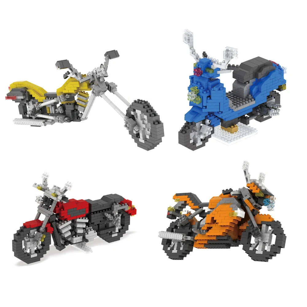 4 pcs/lot Motorcycles Bricks Toys Mini Motor Scooter Diamond Building